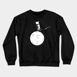 Black and White Moon Landing - White Crewneck Sweatshirt